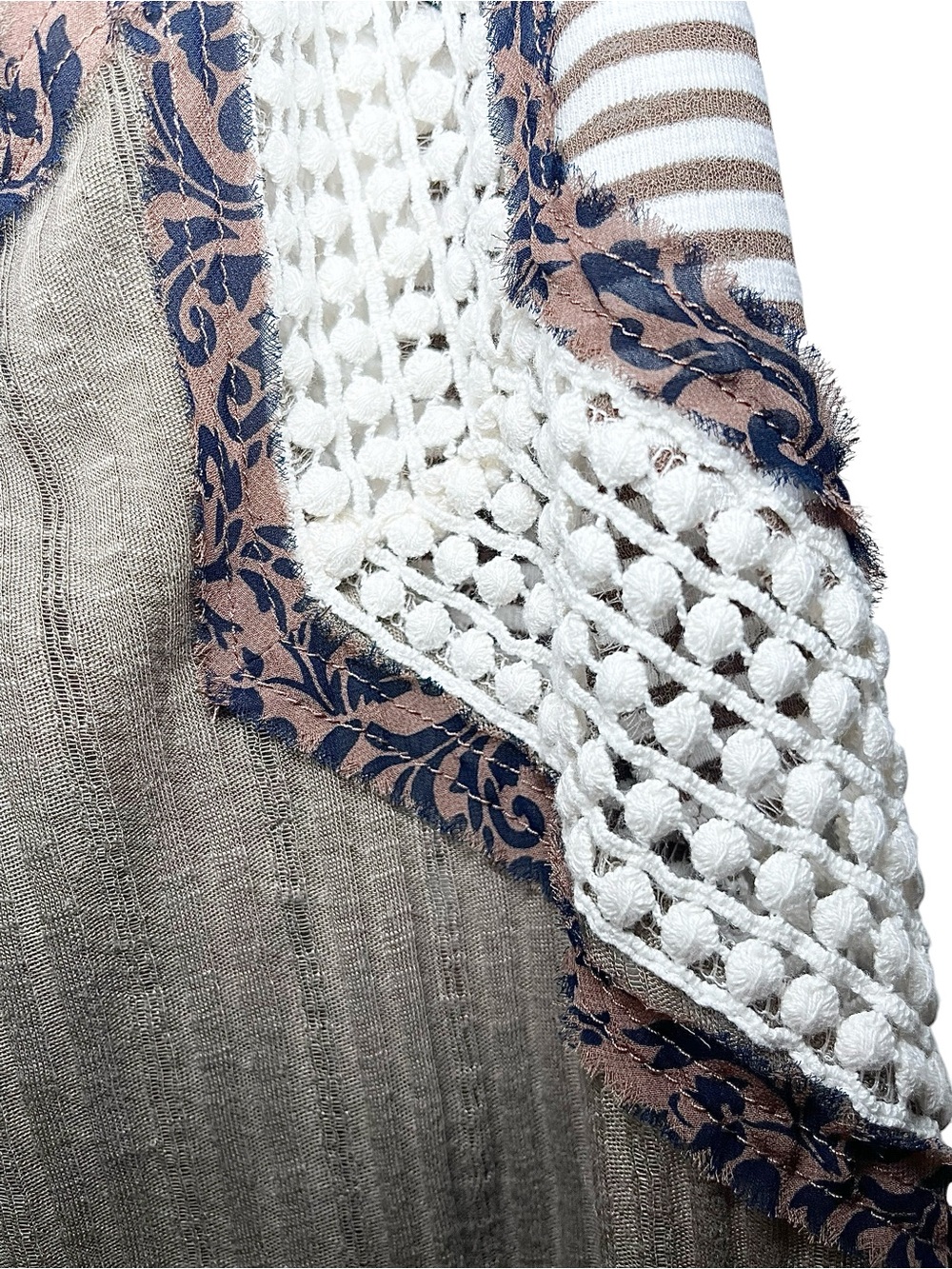 Gimmicks By BKE Sleeveless Olive Knit Tank with White Crochet Panels Size Small - Picture 7 of 14